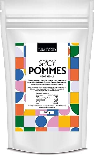 Limfood | 200g Pommes Gewürz Spicy - Pommes wie beim Imbiss - Pommes Frites Salz, Pommesgewürz mit Chili und Paprika