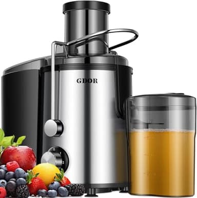 GDOR Entsafter 800W Entsafter Gemüse und Obst aus Edelstahl 76mm Großem Mund juicer 3 Geschwindigkeitsstufen Juicer Machine Schnelles Entsaften Zentrifugaler Leicht zu Reinigen mit Bürste BPA-frei