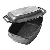 STONELINE Aluguss Bräter mit Deckel 43x26 cm, 8,4 L Bräter Induktion Backofengeeignet Für alle Herdarten, Deckel als Auflaufform verwendbar, Bräter Antihaft Beschichtet mit echten Steinpartikeln, Grau