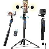 180CM Auto Face Tracking Stativ für Smartphone,360 Drehung Handy Stativ mit Licht,Handyhalterung für iPhone und Android,Selfie Stick Tripod für Reisen, Vlogging, Live-Streaming