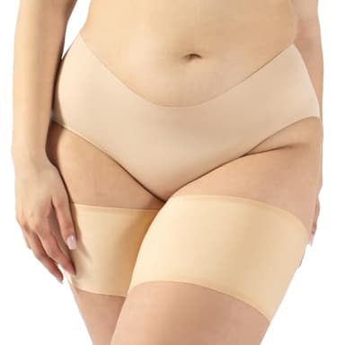 CALZITALY Glatte Anti- Reibung Bänder| Curvy Strumpfbänder für Scheuernde Oberschenkel | Schwarz, Hautfarbe | A, B, C, D, E, F | Made in Italy (A: 53-56 cm, Hautfarbe)