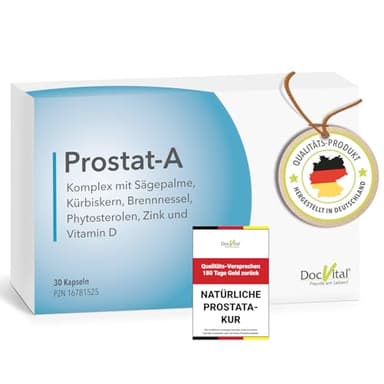 DocVital® Prostata Komplex Kapseln Sägepalmenextrakt & Zink - deutsches Qualitätsprodukt - Prostat-A Vital Komplex mit Sägepalme, Brennnessel Extrakt und Vitamin D