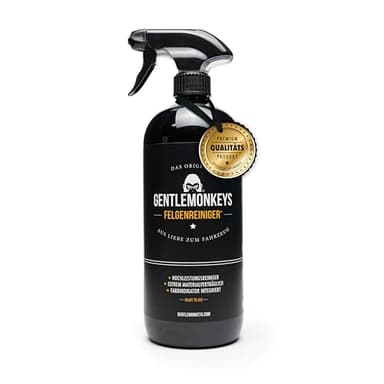GENTLEMONKEYS Profi Felgenreiniger (1000ml) • Stahl- & Alufelgen Reiniger mit Farbumschlag & Hafteffekt • Säurefrei & pH-neutral • Felgenspray wirkt sofort, reinigt Auto & Motorrad in Minuten