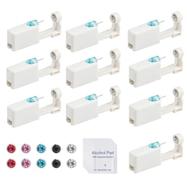 GETRICH 10 Stück Ohrloch Stecher Set, Ohrlochpistole, Ohrlöcher Selber Stechen set mit Ohrsteckern Ohrringe Selber Stechen Set Asepsis Piercing Kit Ohrring Stechen für Mädchen Damen Herren