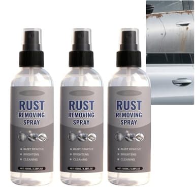 JASUBAI Rostentferner für Metall, Bügelflecken- und Mehrzweck-Rostentfernerspray, für Werkzeuge, Autos, Ketten, Fahrzeuge, Badezimmer, Waschbecken und Außenflächen, Autopflege und Reinigung (3Pcs)