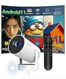 Mini Beamer 4K Unterstützt Android 11, Smart Projector Elektrisch Fokus 5G WiFi 6 BT 5.0, Mini Tragbar Projektor Full HD 1080P Unterstützt 260ANSI Auto Horizontal Trapezoid Correction