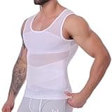 MISS MOLY Shapewear Herren Kompressions Shirt Elastische Bauchweg Unterhemd Herren Taillenformer Tank Top Ärmellos Kompressionsshirt Herren Body Shaper Weste (Weiß,XL)