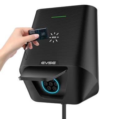 WISSENERGY Wallbox 7,4 kW mit RFID-Karte, Einphasig Schaltbarer Strom 32A/24A/16A, 7,4 kW Heimladestation mit Typ2 Buchse für EV und PHEV (Karte * 5)