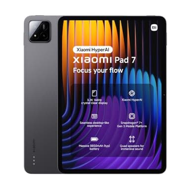 XIAOMI Pad 7 Tablet, 11.2 Zoll, 8+256GB, Grau, 3.2K 144Hz Display, Snapdragon 7+ Gen 3, 8850mAh Akku, 45W TurboCharge, HyperAI, Quad-Lautsprecher, Nahtloses Desktop-ähnliches Erlebnis