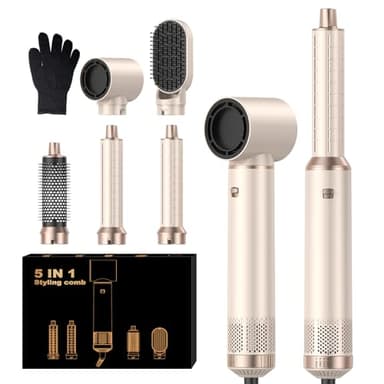 Hairstyler 5 in 1, Hair Styler Set, föhn 5 in 1 Haarstyler Mit Rundbürstenföhn Haarstyler Warmluftbürste Föhn Lockenstab Luft Thermal Brush Für Glätten, Trocknen, Volumen, Locken