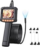 Endoskopkamera mit Licht, QIMIC Endoskop 1080P HD Rohrkamera Kanalkamera mit 8 LEDs, 2.4" IPS IP67 Bildschirm Inspektionskamera Livebild mit 2X Zoom Halbstarres Kabel 16.4FT, 2000mAh Akku