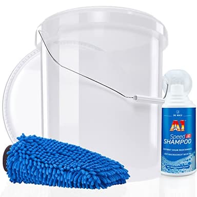 Autowäsche Set - Dr. Wack A1 Speed Shampoo - Autoshampoo - 500 ml - Detailmate: Wascheimer mit Deckel, Chenille Waschhandschuh - Autoreinigungsset Aussen