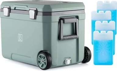 Brisby Kühlbox Camping - 45L, Kühlbox ohne Strom, inkl. 4 Dicke Kühlelemente, 3 Tage kühle Isolation, mit Rollen, solide und robust Design