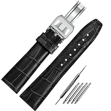 FOUUAAO Uhrenarmbänder für IWC Armband Echtes Leder Uhrenarmbänder 20mm 21mm 22mm Alligator Geprägte Ersatz Faltschließe Armbänder für IWC Portugieser für IWC Portofino Pilot'Watch Armband Original