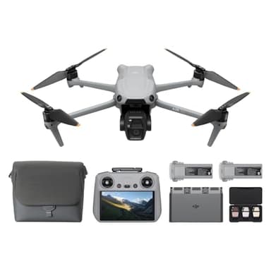 DJI Air 3S Fly More Combo (RC 2 Fernsteuerung mit Bildschirm), Drohne mit 1" CMOS Weitwinkel- & mittlerer Telekamera für Erwachsene, 4K/60fps, omnidirektionale Erkennung & 3 Akkus für längere Flugzeit