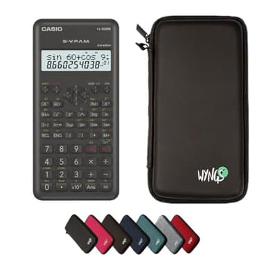 Casio fx-82MS 2nd Edition inkl. WYNGS Schutztasche Schwarz - Wissenschaftlicher Taschenrechner - Basic Set