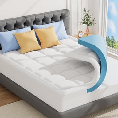 ABENE Matratzen Topper 180x200cm H4 Hart Gel Schaum Topper mit Waschbar Bambusfaser Bezug, 7cm Höhe Matratzentopper für Boxspringbett Komfortschaum Atmungsaktiv Druckverteilung（180cmx200cm, Weiß）