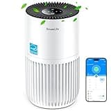 GoveeLife Mini-Luftreiniger für das Schlafzimmer, HEPA Smart Filter Luftreiniger mit Alexa App Steuerung gegen Tierhaare, Gerüche, Pollen, Rauch, tragbarer Luftreiniger mit 3 Geschwindigkeiten, Timer
