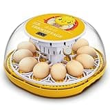 TRIOCOTTAGE Brutautomat Eier Inkubator für 12 Eier–Eierbrutmaschine mit automatischem Wenden der Eier, Temperatur- und Feuchtigkeitsregulierung für Hühner, Wachteln und Enten.