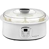 Browin 801015 Joghurtbereiter, Joghurtmaschine mit Thermostat und Gläsern, 7 Joghurtgläser mit Deckel, 1,3 L, 20 W