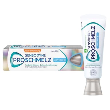 ProSchmelz Sanft Weiss Plus Zahnpasta, 75ml, Zahncreme mit Whitening Effekt, fortschrittlicher Zahnschmelzschutz