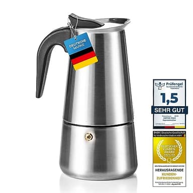 Coffee Fox® Espressokocher aus Edelstahl - Kaffeebereiter Kaffeekocher Espresso-Kanne (6 Tassen - 300 ml)