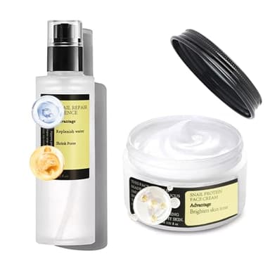 Schneckenmucin-Feuchtigkeitspflege + Gesichtsserum - Gesichtsfeuchtigkeitscreme Frauen - Schneckenschleim Essenz für Hautpflege Set - Anti Falten Gesichtscreme Serum Verbesserung der Hautelastizität