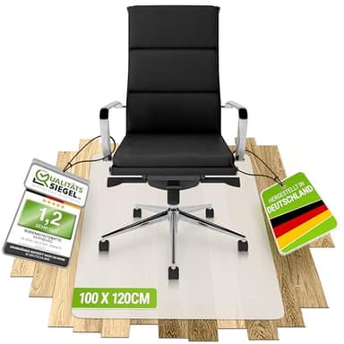 Kernburg Bodenschutzmatte für Bürostühle – transparente Schreibtischstuhl-Unterlage für Laminat, Parkett & Fliesen – rutschfest, geräuschdämmend, ideal fürs Homeoffice (100 x 120 cm)