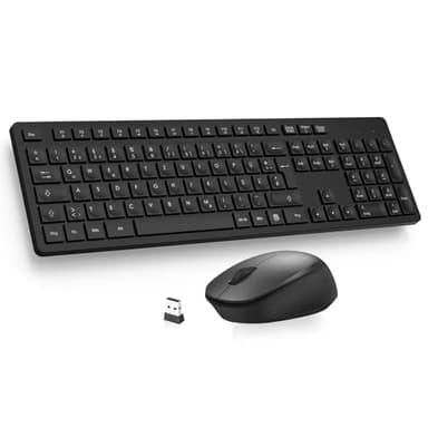 LeadsaiL K786 Tastatur Maus Set Kabellose, Tastatur und Maus, QWERTZ Deutsches Layout Funktastatur mit Maus, Flüsterleiser Tastenanschlag, 2.4 GHz mit 2-in-1 USB Nano Empfänger für PC/Laptop(Schwarz)