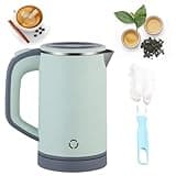 Umllpet Wasserkocher, Edelstahl Mini-Reisewasserkocher für 0,8 L, 600w Elektrischer Wasserkocher, Doppelwandiges Überhitzungsschutz, Schnellkochfunktion
