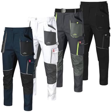 Art.Master Arbeitshose Herren 100% Baumwolle Schwarz Größe 52 - belastbare Bundhose mit 10 Taschen Cargotasche elastischer Hosenbund - Männer Arbeitshosen für Instandhaltung Metallbau Azubis Handwerk