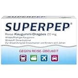 SUPERPEP Reise Kaugummi Dragees - Gegen Reiseübelkeit und Motion Sickness ohne Schläfrigkeit - Für Erwachsene und Kinder ab 6 Jahren - 10 Stück