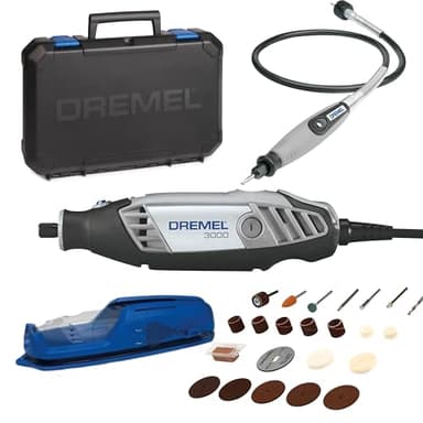 Dremel 3000 Multifunktionswerkzeug 130W, Set mit 1 Aufsatz, 25 Zubehörteilen, Variable Drehzahl 10.000-33.000 U/min zum Schneiden, Schleifen, Gravieren, Polieren, Schärfen, Reinigen, Schnitzen