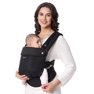 Momcozy Baby Trage - Leichte & Atmungsaktive Netz-Babytrage, Ergonomische Babytrage für 3-24 Monate, Mit X-Rücken Design und verbesserter Lendenstütze, Für ganzjährigen Komfort, Air Mesh-Schwarz