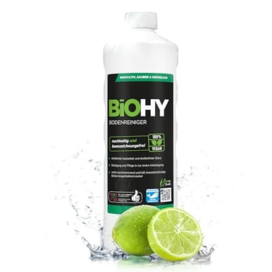 BiOHY Bodenreiniger (1l Flasche) | Konzentrat für alle Reinigungsgeräte und alle Hartböden | angenehmer Geruch und streifenfreie Reinigung | ideal für Laminat, PVC & Stein | Bio Konzentrat