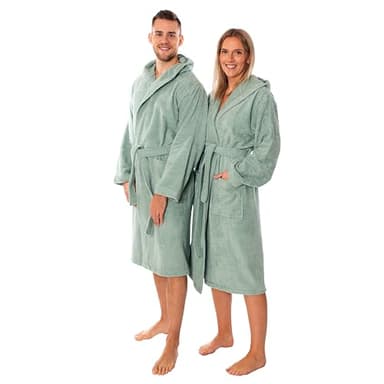 Lavea Mexico – Bademantel Damen & Herren aus 100% Baumwolle – weicher Frottee Morgenmantel mit Kapuze, Unisex Design, Ideal für Sauna & Zuhause, saugstark & pflegeleicht