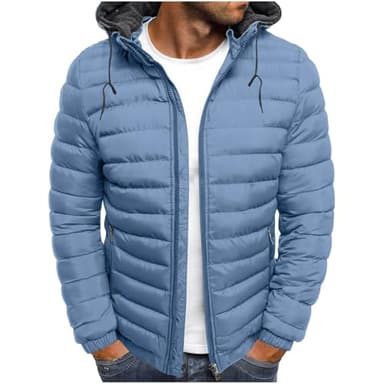 Steppjacke Herren Winterparka Outdoor Daunenjacke Winterjacke Thermo Dicke Mantel Klassische Warmer Jacket Bequeme Weich Freizeit Männer Bekleidung Fashion Kleidung Hellblau M