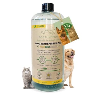 GRASHÜPFER® Probiotischer Öko Wischroboter Reiniger [FÜR TIERHAUSHALTE] – reinigt und entfernt Tiergerüche biologisch, für Wischroboter und Saugwischer, sicher für Haustiere & Kinder - 1000 ml