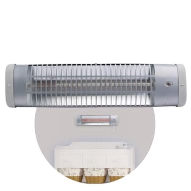 Babyruf BR 60 Heizstrahler | 600 Watt | Wickeltisch Heizstrahler | Abschaltautomatik Wickeltischstrahler | Wärmelampe | Wärmestrahler | Einfache Wandmontage | Silber