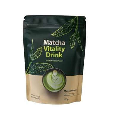 Tigogreen® Matcha Pulver 180g | Trenn & Bindemittelfrei | Laborgeprüfter Japanischer Premium Matcha Tee | Vanille Kokos Geschmack | Ideal als Kaffee Latte Zugabe | für deinen Energiestoffwechsel