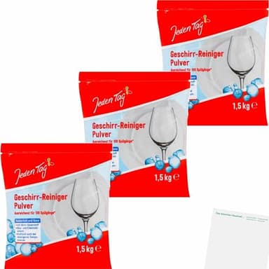 usy Bundle für Jeden Tag Geschirr-Reiniger Pulver 3er Pack (3x1,5kg Packung) + usy Block