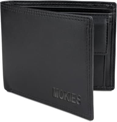 MOKIES Geldbörse Herren – RFID-Schutz – Slim & Flach – Hochwertige Herren-Geldbörse aus Echtleder (Schwarz)