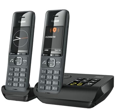Gigaset Comfort 520A Duo - 2 Schnurlose DECT-Telefone mit Anrufbeantworter - Beste Audioqualität mit Freisprechfunktion - Anrufschutz - Adressbuch 200 Kontakten, titan-schwarz [Deutsche Version]
