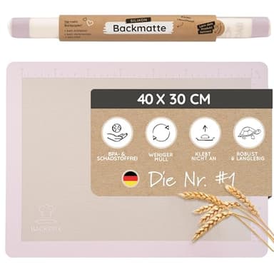 Backefix Silikon Backmatte 40×30 cm in Pam Pink – nachhaltige, wiederverwendbare Dauerbackfolie statt Backpapier – aus geprüftem Platin-Silikon, frei von BPA & PFAS, antihaftend, leicht zu reinigen