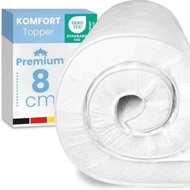 ELONEO Komfortschaum Matratzen Topper 140x200cm mit 8 cm Höhe, atmungsaktiver Matratzentopper, Matratzenauflage, Mattress Topper für Bett und Boxspringbett