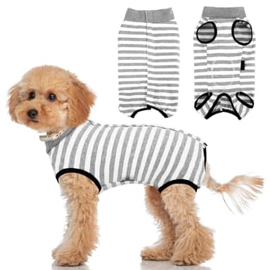 patinadrift Hundebody Nach Op Hunde Body Operation Hündin Rüde Hundebody Wundschutz Erholungsanzug für Hund Body Kastration Hund nach der Operation Kegel-Alternative(Grey,S)