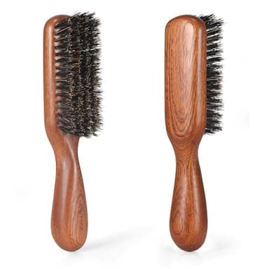 BESTOOL Haarbürste, Wildschweinborsten Bürste für dünnes, feines Haar, Wildschweinborsten Bartbürste für die tägliche Bartpflege, Männer Haarbürste mit Griff aus Sapeliholz, Sleek Zopf Bürste