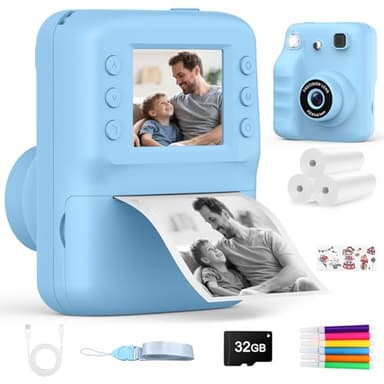 Yidoroye Kinderkamera Sofortbildkamera, 2.4" HD Bildschirm Kinderkamera mit 32 GB Spielzeug ab 3 4 5 6 Jahren Sofortbildkamera Kinder Geschenk Junge 3-10 Jahre Kinder Kamera Geburtstagsgeschenk