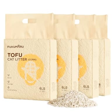 FUKUMARU Tofu Katzenstreu 10.8kg, schnell klumpstreu für Katzen, Gemischtes Maispellets, Staubfrei und Leicht klumpend, Geruchskontrolle, spült in der Toilette, Geringe Rückstände