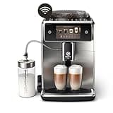 Saeco Xelsis Deluxe Kaffeevollautomat – WLAN-Konnektivität, 22 Kaffeespezialitäten, Intuitives 5"-Touchdisplay, 8 Benutzerprofile, Keramikmahlwerk, 5 Liter, 28.7 x 48.7 x 39.6 cm, ‎Metall (SM8785/00)